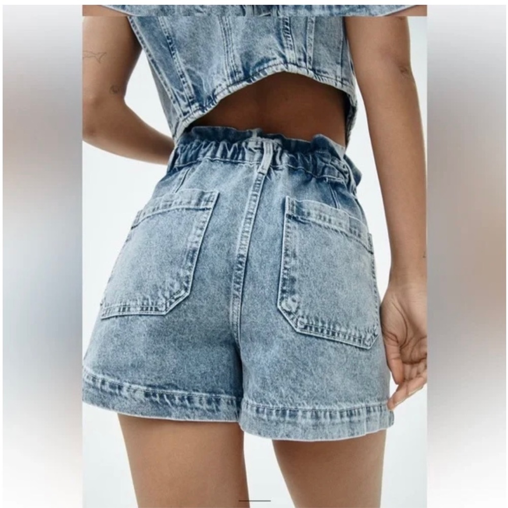 Zara elastic paper bag shorts sz 4 - Picture 8 of 10
